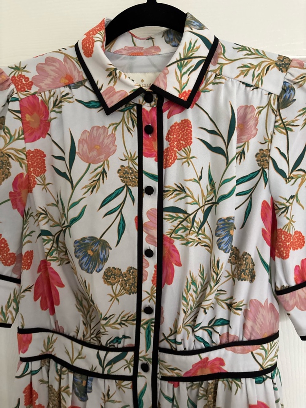 Kate Spade New York size 2 Floral Button-Front White Dress with Pink & Coral - Picture 2 of 4